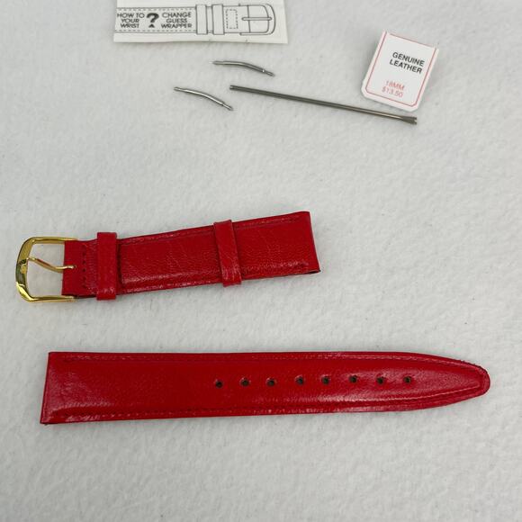 Vintage GUESS Leather Watch Band Strap Replacement Red 18MM New - Picture 11 of 12